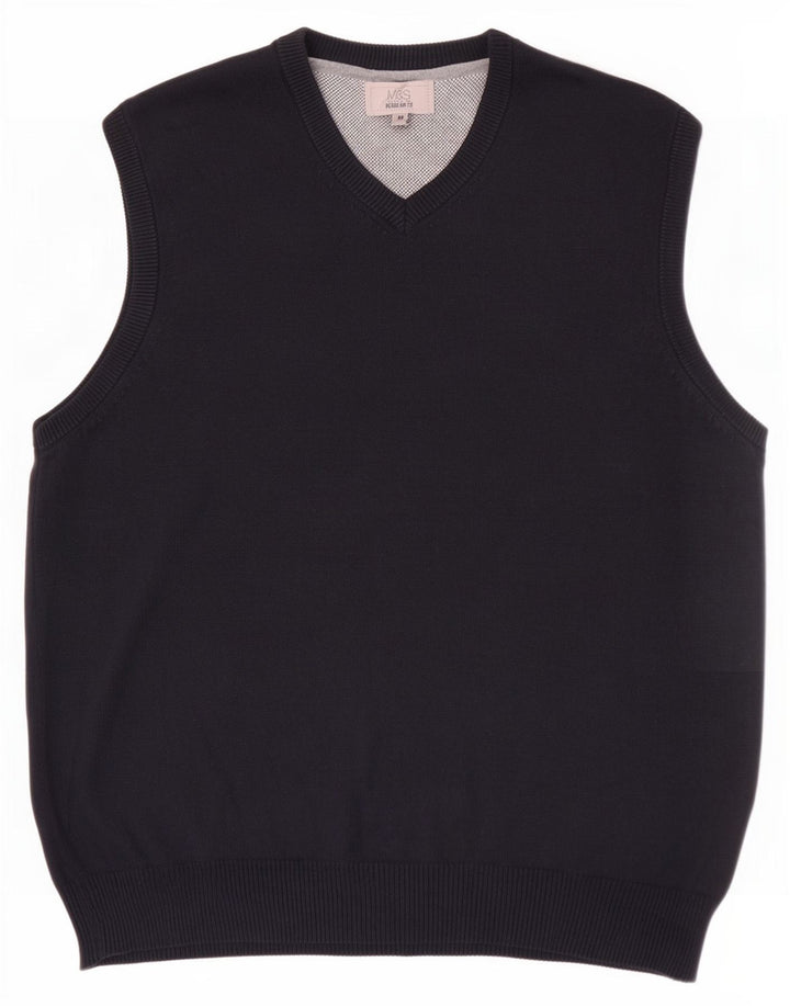 Marks & Spencer Mens Regular Fit Vest Tank Top Medium Navy Blue Cotton