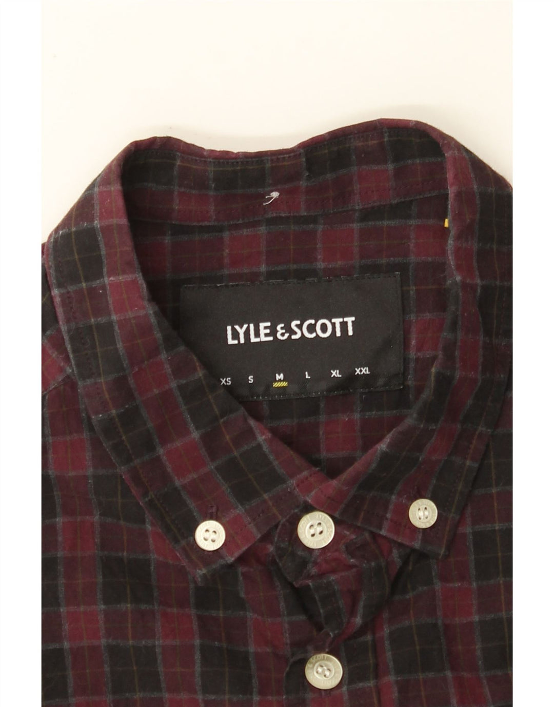 LYLE & SCOTT Mens Shirt Medium Burgundy Check