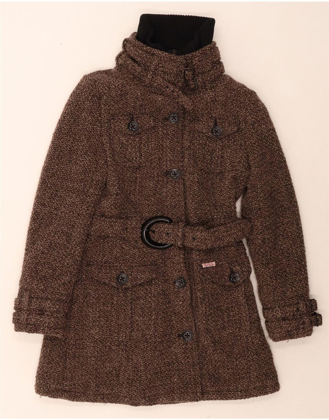 KHUJO Womens Overcoat UK 14 Medium Brown Polyester Vintage KHUJO and Second-Hand KHUJO from Messina Hembry 