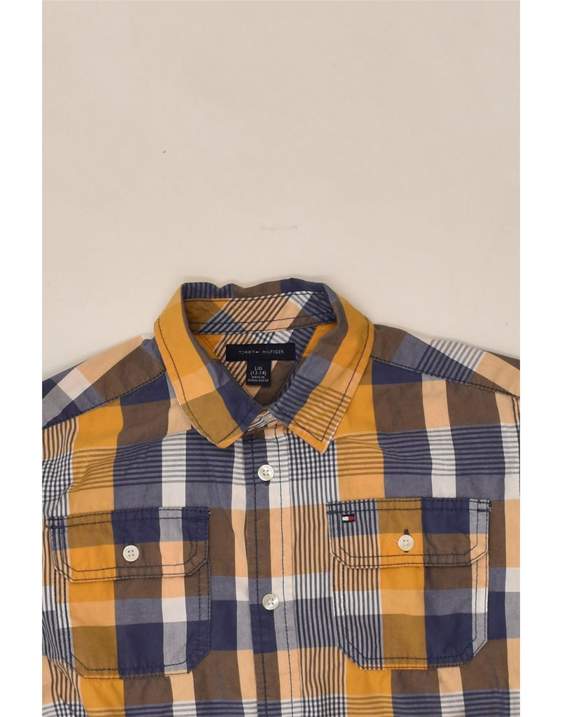 TOMMY HILFIGER Boys Shirt 12-13 Years Large Yellow Plaid Cotton | Vintage Tommy Hilfiger | Thrift | Second-Hand Tommy Hilfiger | Used Clothing | Messina Hembry 