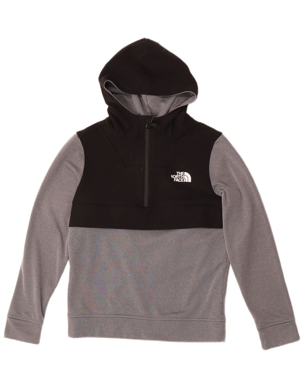 The North Face Boys Hoodie Jumper 11-12 Years Large Grey Colourblock