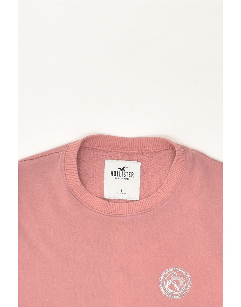 HOLLISTER Womens Crop Graphic Sweatshirt Jumper UK 10 Small Pink Cotton | Vintage Hollister | Thrift | Second-Hand Hollister | Used Clothing | Messina Hembry 