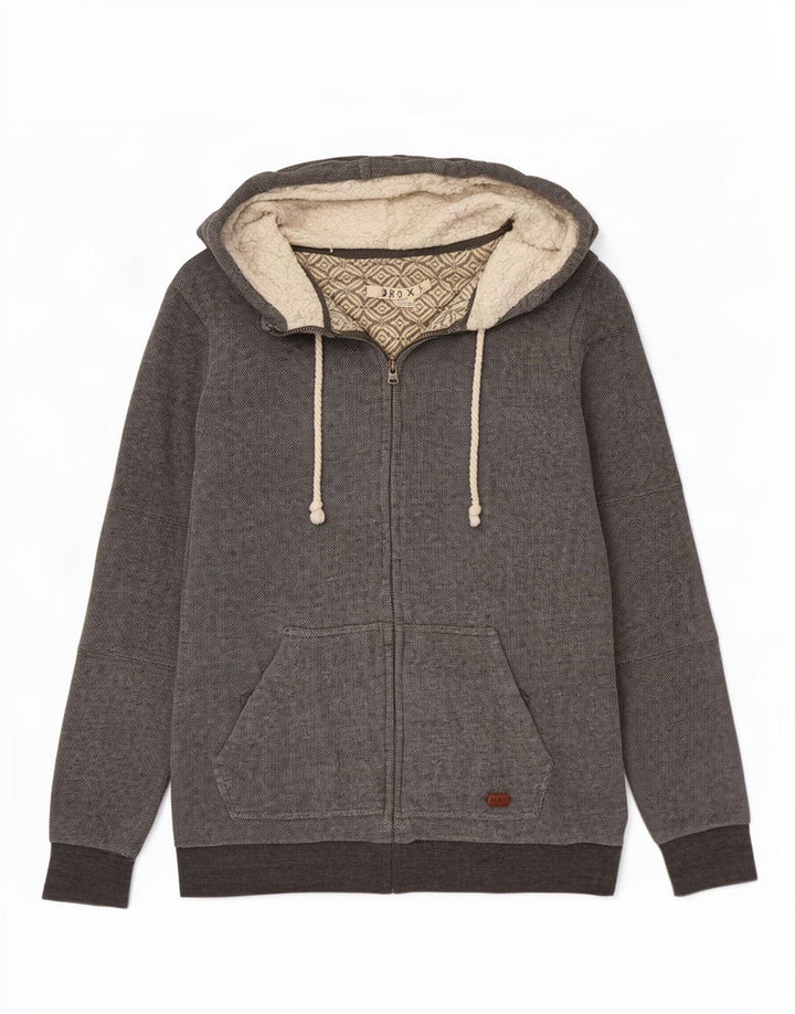 Roxy Womens Zip Hoodie Sweater UK 10 Small Grey Flecked