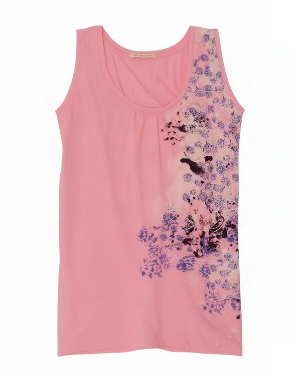 Hugo Boss Womens Vest Top UK 12 Medium Pink Floral
