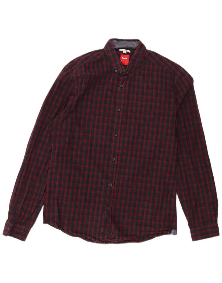 Jules Mens Fitted Shirt Medium Burgundy Check