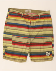 VANS Mens Cargo Shorts W34 Large Multicoloured Striped Polyester