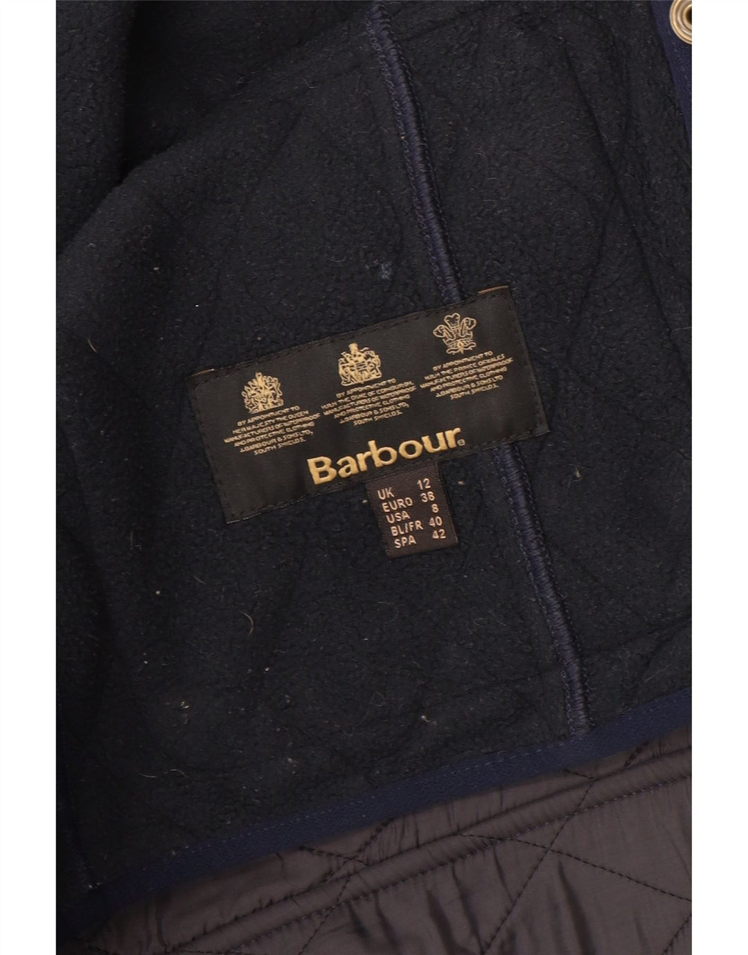 Barbour Womens Quilted Jacket UK 12 Medium Navy Blue Polyamide