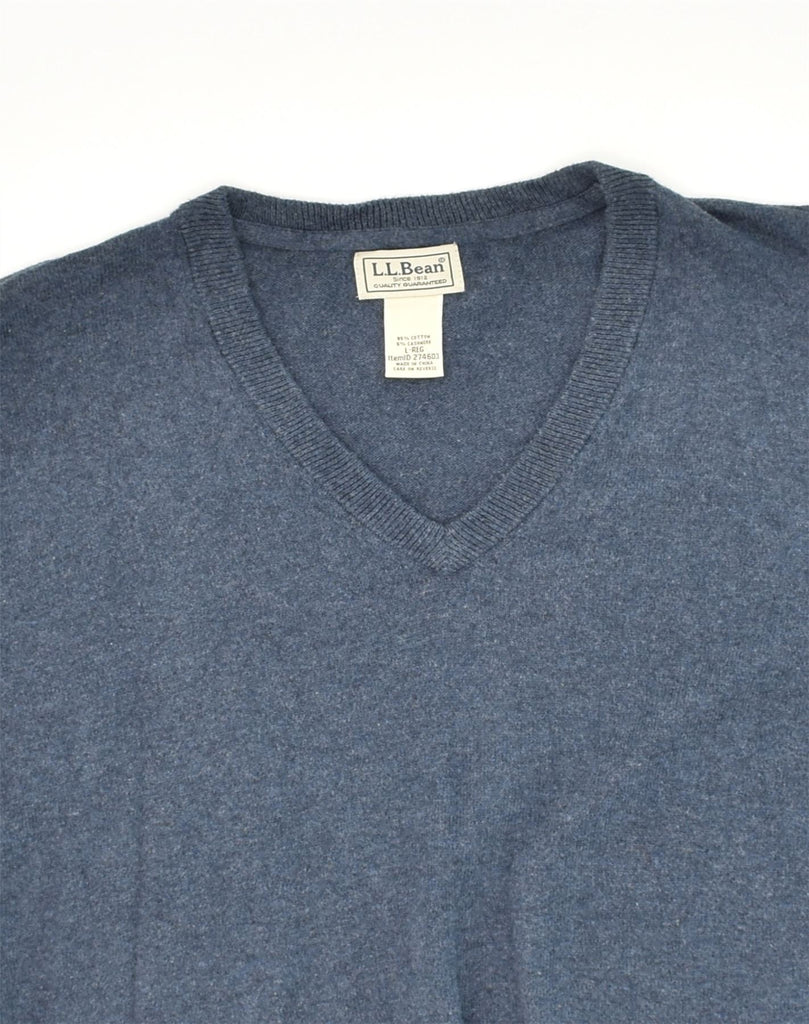 L.L.BEAN Mens V-Neck Jumper Sweater Large Navy Blue Cotton | Vintage L.L.Bean | Thrift | Second-Hand L.L.Bean | Used Clothing | Messina Hembry 