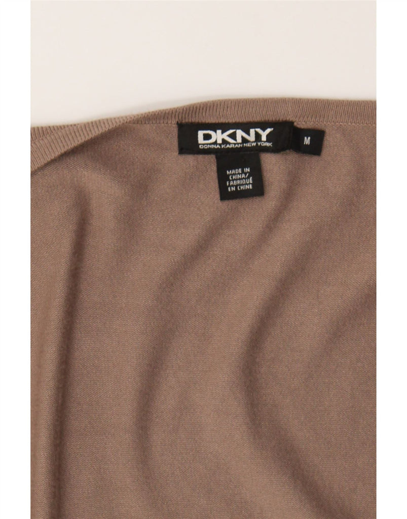 DKNY Womens 3/4 Sleeve Open Cardigan Sweater UK 14 Medium Brown Viscose Vintage Dkny and Second-Hand Dkny from Messina Hembry 