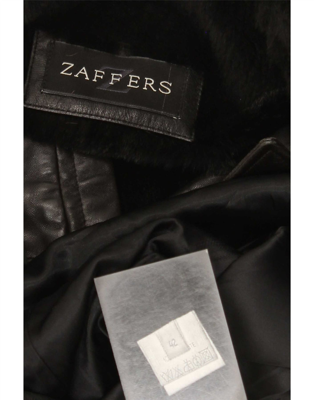 Zaffers Womens Double Breasted Leather Coat IT 42 Medium Black Leather