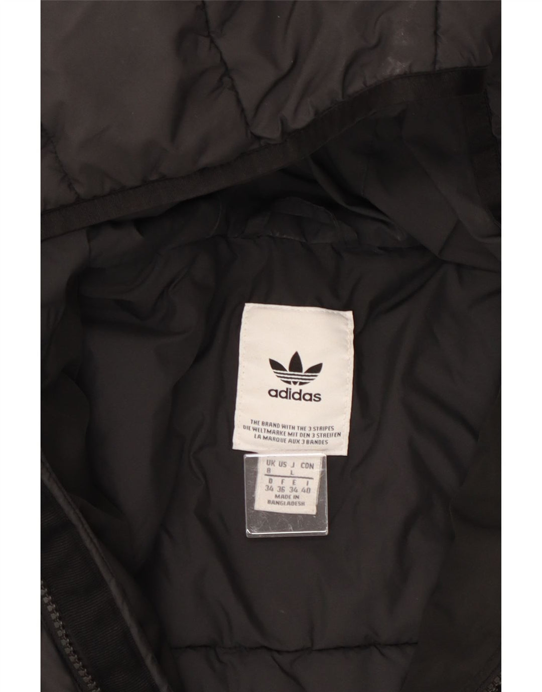 ADIDAS Womens Hooded Padded Jacket UK 8 Small Black Polyester
