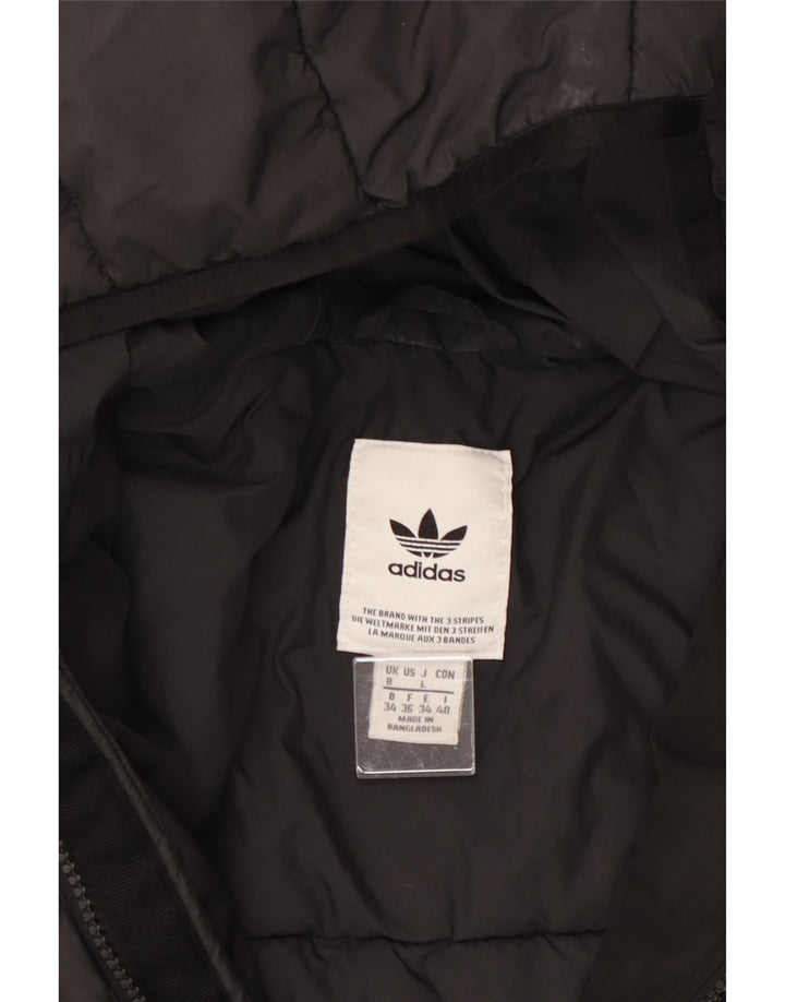 ADIDAS Womens Hooded Padded Jacket UK 8 Small Black Polyester
