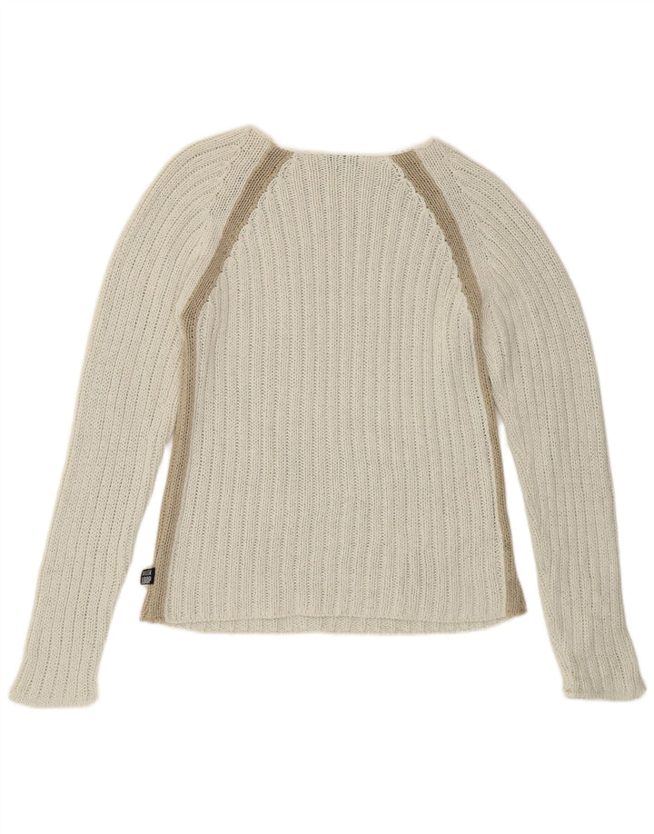 Killer Loop Womens Boat Neck Jumper Sweater UK 10 Small White Striped