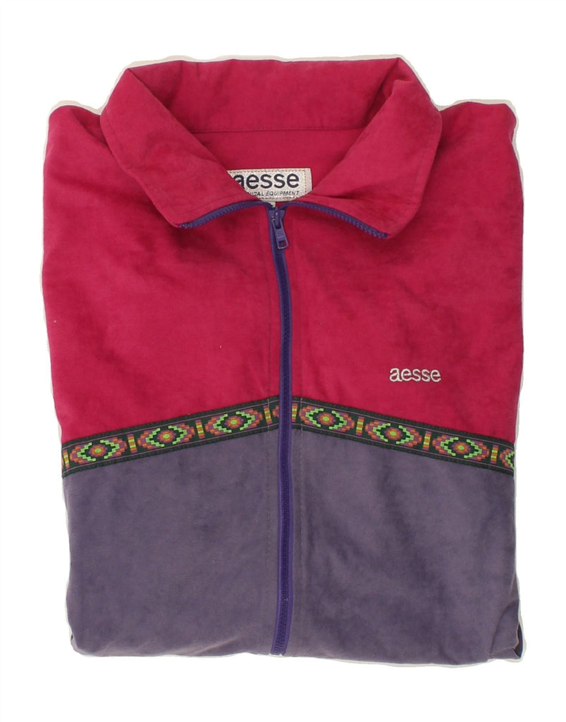 AESSE Womens Tracksuit Top Jacket UK 16 Large Purple Colourblock Polyester Vintage Aesse and Second-Hand Aesse from Messina Hembry 