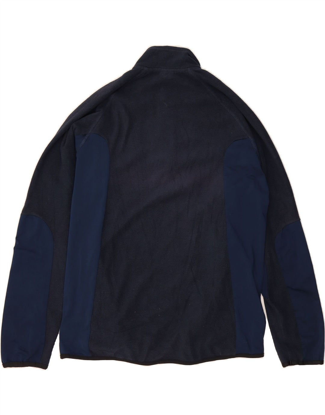 ASICS Mens Zip Neck Fleece Jumper XL Navy Blue Colourblock Polyester Vintage Asics and Second-Hand Asics from Messina Hembry 