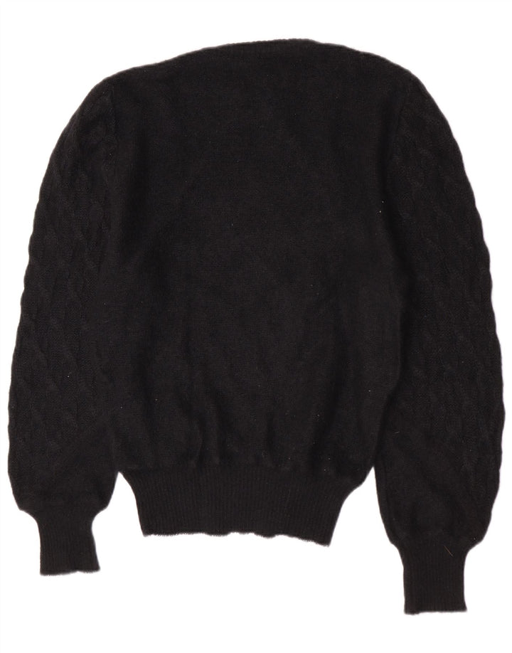 Meggi Womens Crew Neck Jumper Sweater EU 40 Medium Black Mohair