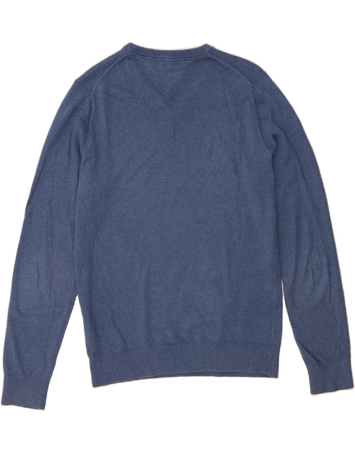 TOMMY HILFIGER Mens V-Neck Jumper Sweater Small Blue Cotton Vintage Tommy Hilfiger and Second-Hand Tommy Hilfiger from Messina Hembry 