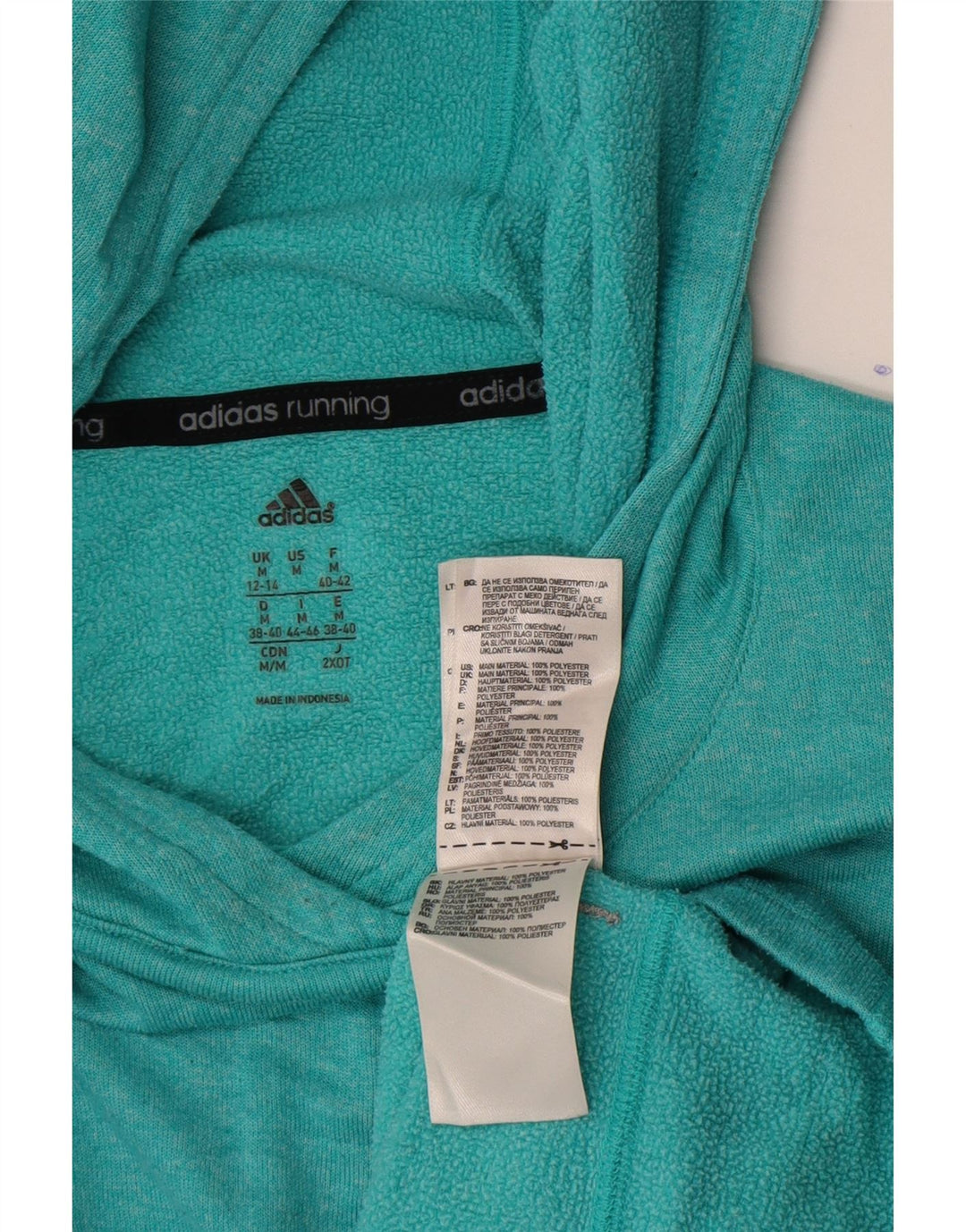 Adidas Womens Running Hoodie Jumper UK 12/14 Medium Turquoise Polyester