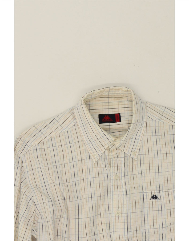 KAPPA Mens Shirt Medium Off White Check Cotton Vintage Kappa and Second-Hand Kappa from Messina Hembry 