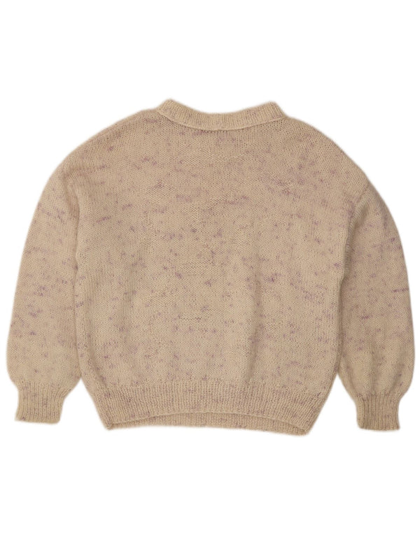 Vintage Womens Crew Neck Jumper Sweater UK 16 Large Beige Flecked