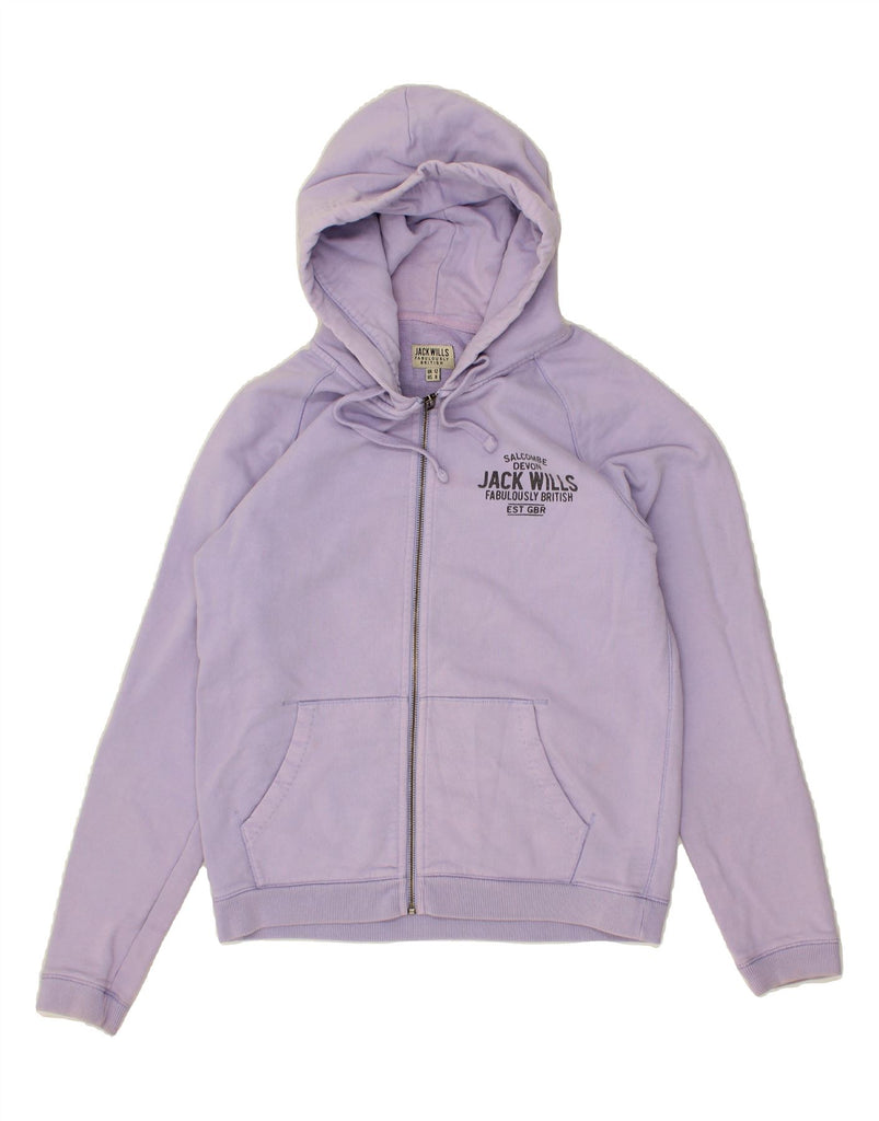 JACK WILLS Womens Zip Hoodie Sweater UK 12 Medium Purple Cotton | Vintage Jack Wills | Thrift | Second-Hand Jack Wills | Used Clothing | Messina Hembry 