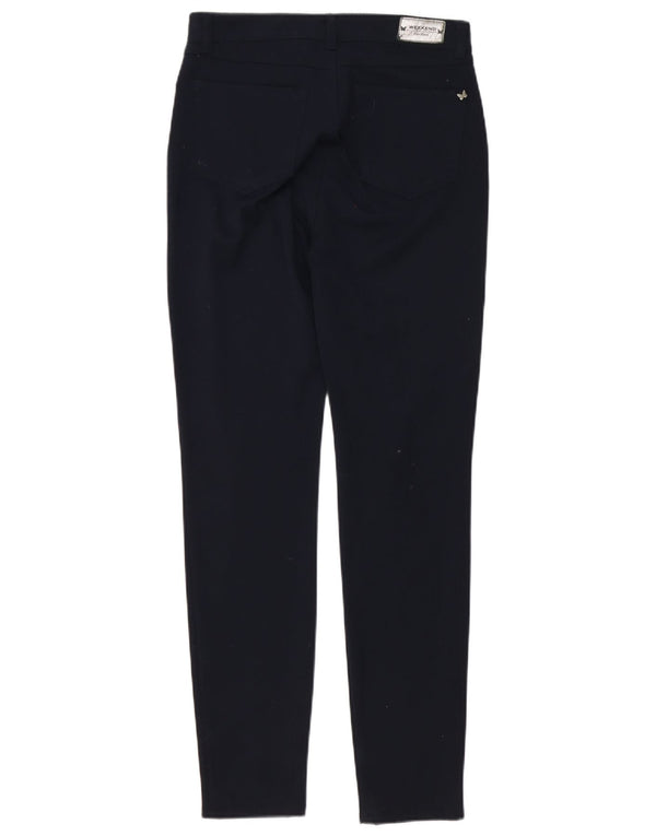 Max Mara Womens Slim Chino Trousers UK 6 XS W26 L30 Navy Blue Polyester