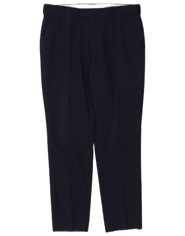 Marks & Spencer Mens Slim Fit Suit Trousers W32 L29 Navy Blue Wool