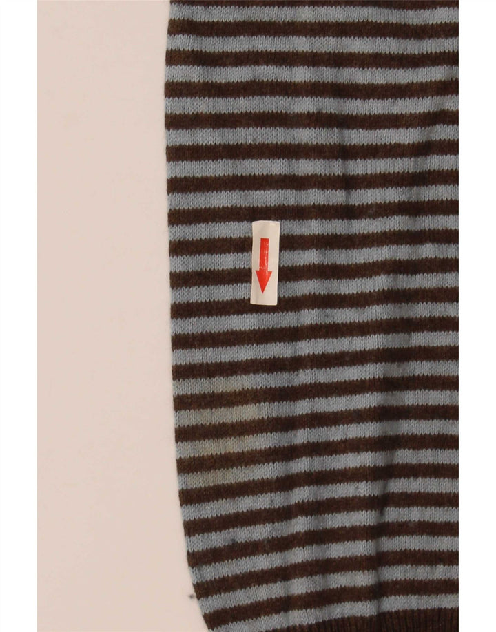 Gap Mens V-Neck Jumper Sweater Large Brown Striped Cotton