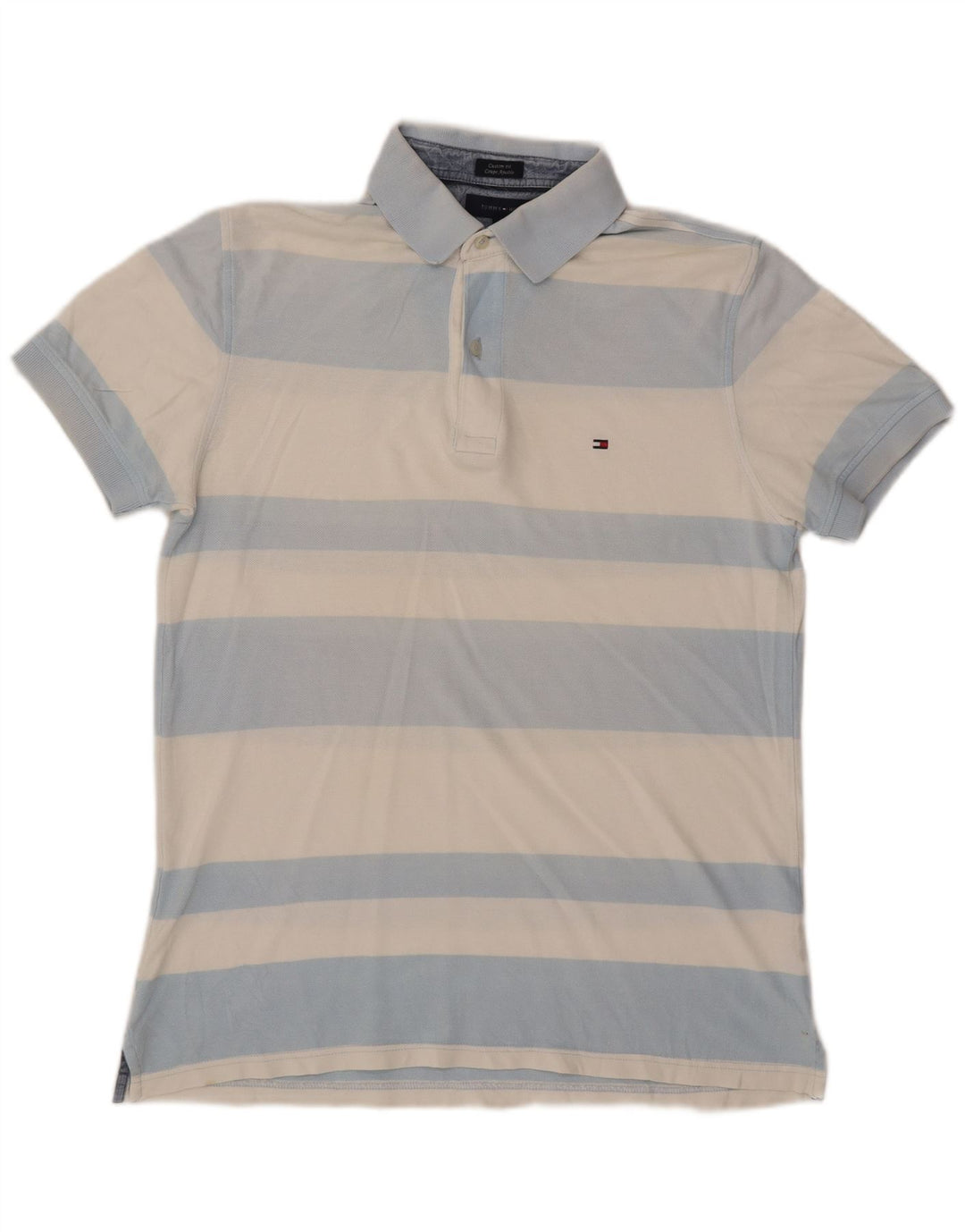 Tommy Hilfiger Mens Custom Fit Polo Shirt Medium Blue Striped