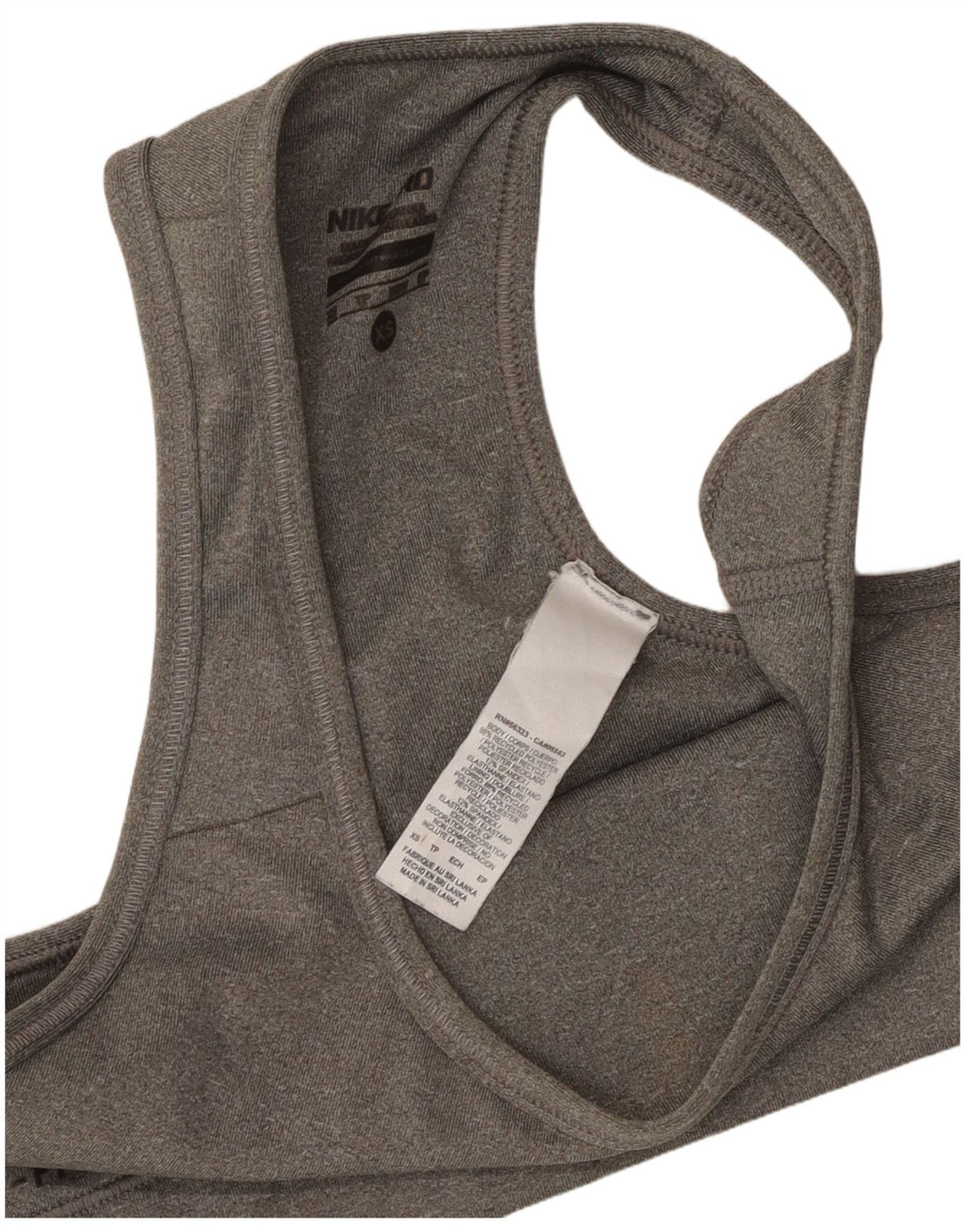 Nike Womens Dri Fit Sport Bra Top XS Grey Polyester