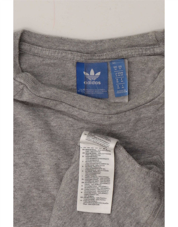 Adidas Mens Top Long Sleeve Medium Grey Flecked Cotton
