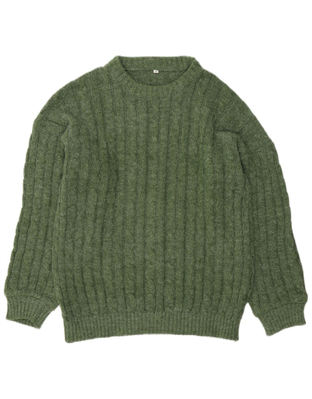 Vintage Mens Crew Neck Jumper Sweater Small Green Wool