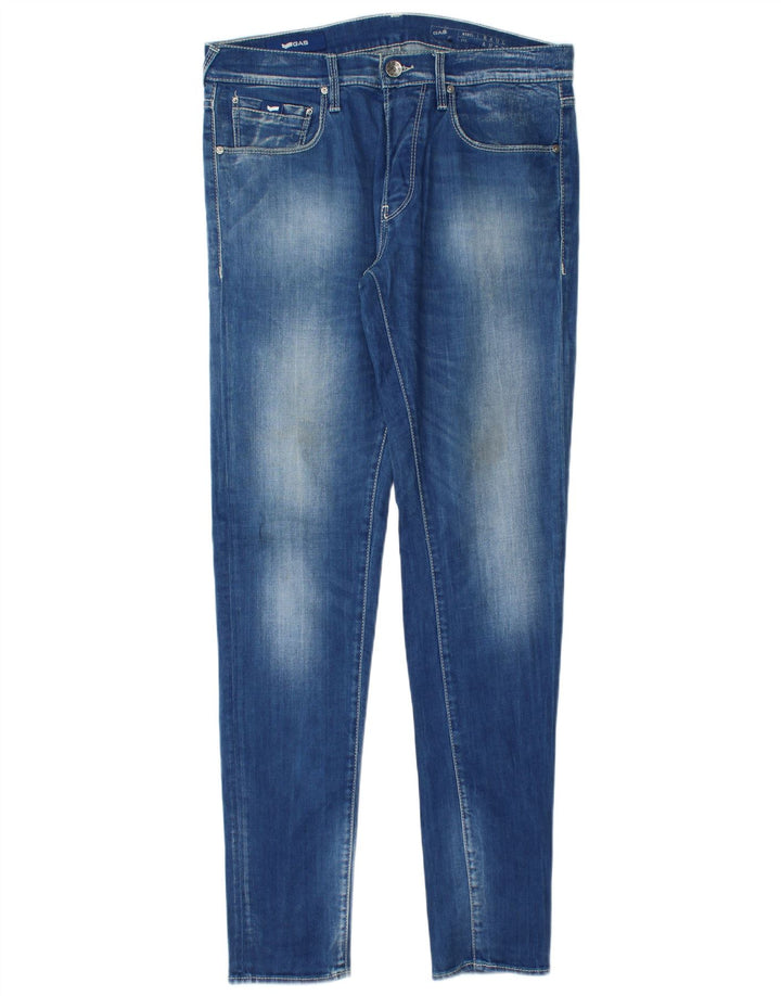 Gas Mens Slim Jeans W32 L34 Blue Cotton