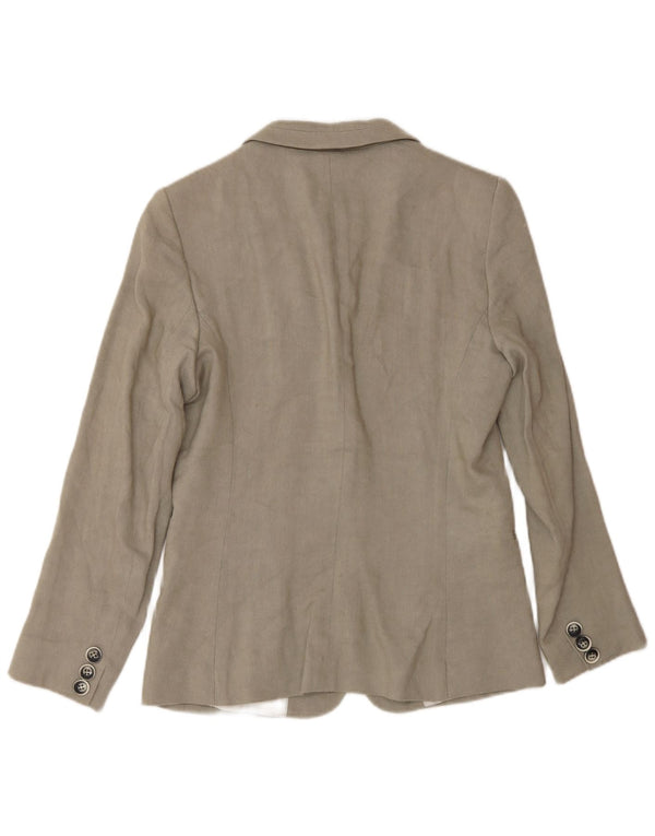 Massimo Dutti Womens 1 Button Blazer Jacket EU 38 Small Beige Linen