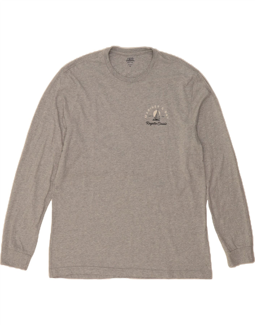 IZOD Mens Salt Water Graphic Top Long Sleeve XL Grey Cotton Vintage Izod and Second-Hand Izod from Messina Hembry 