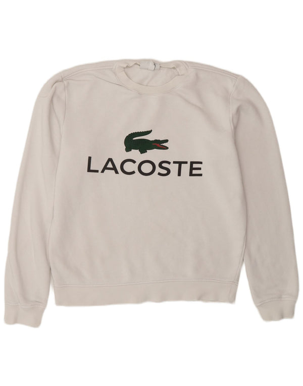Lacoste Mens Graphic Sweatshirt Jumper Size 3 Small White Cotton