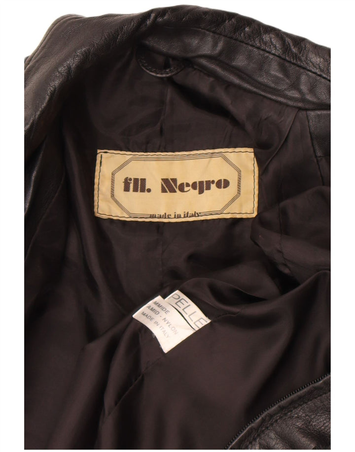 Vintage Womens Leather Jacket UK 8 Small Black Leather