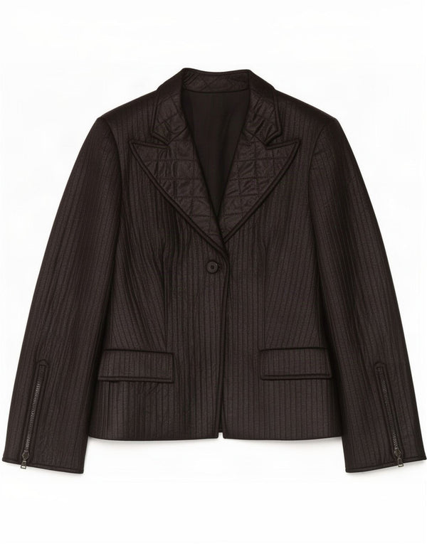 Vintage Womens 1 Button Blazer Jacket IT 48 XL Black Polyester