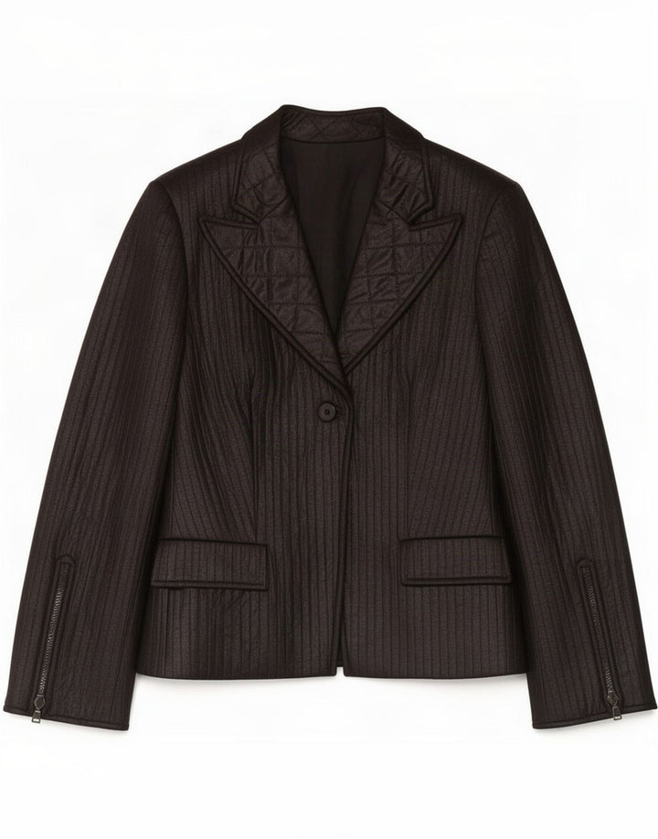 Vintage Womens 1 Button Blazer Jacket IT 48 XL Black Polyester