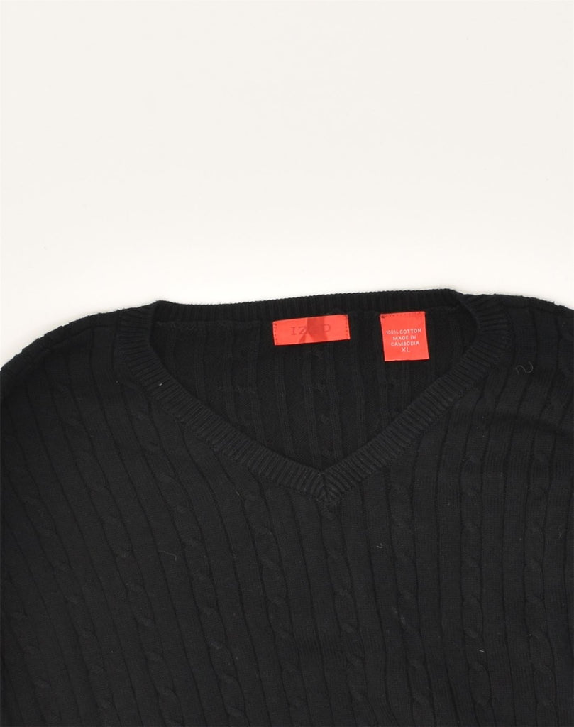 IZOD Mens V-Neck Jumper Sweater XL Black Cotton | Vintage Izod | Thrift | Second-Hand Izod | Used Clothing | Messina Hembry 