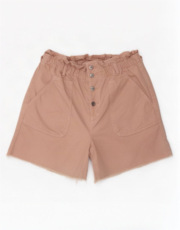 Zara Womens High Waist Casual Shorts Large W34 Pink Cotton