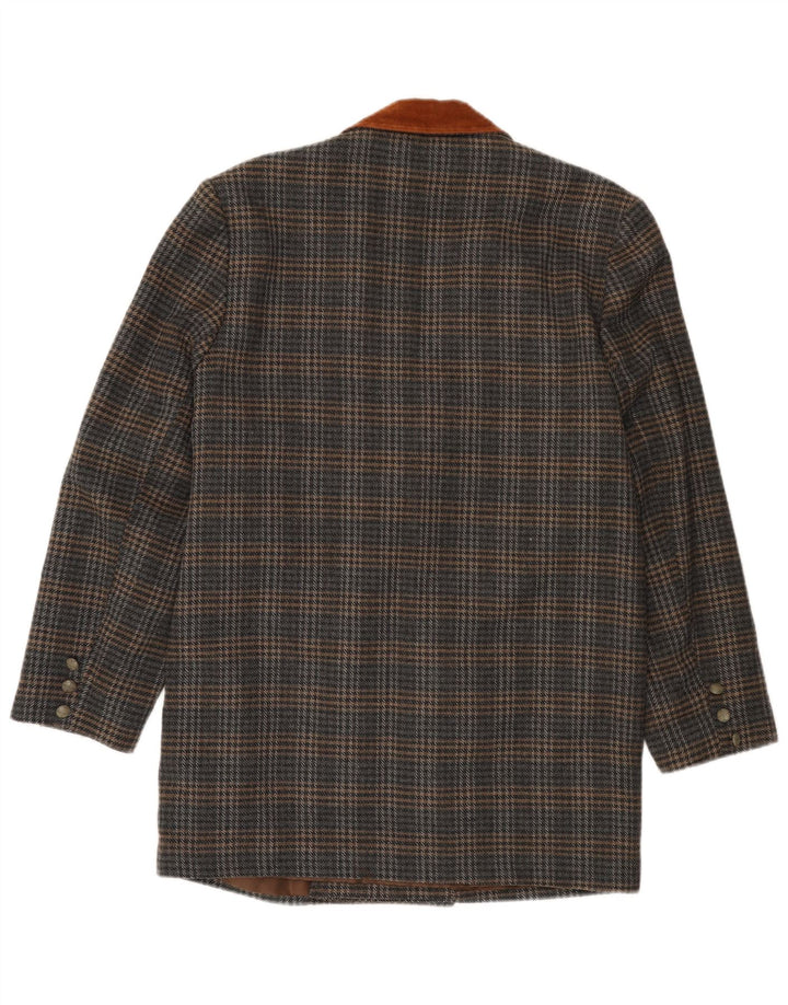 VINTAGE Mens Longline Blazer Jacket UK 40 Large Grey Houndstooth