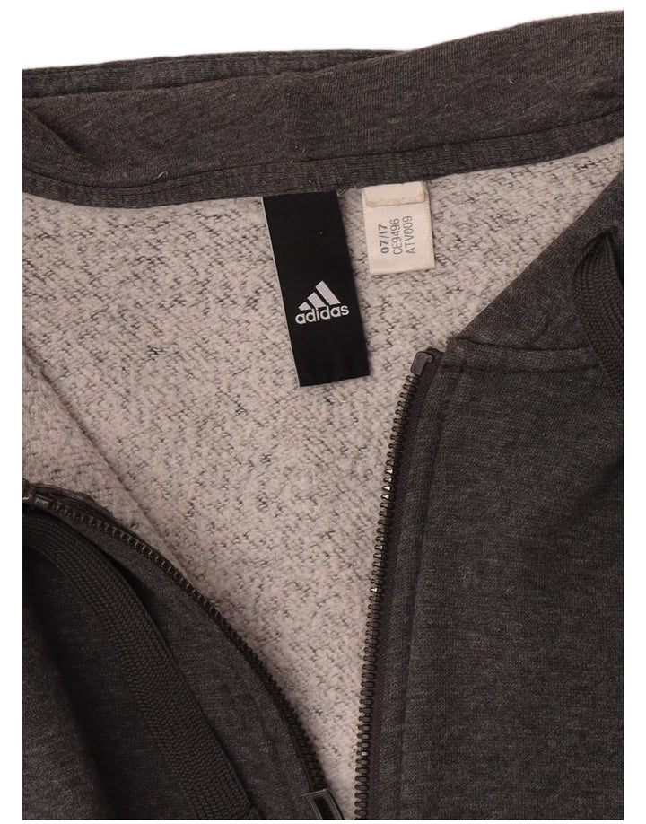 Adidas Womens Zip Hoodie Sweater UK 14 Medium Grey Colourblock