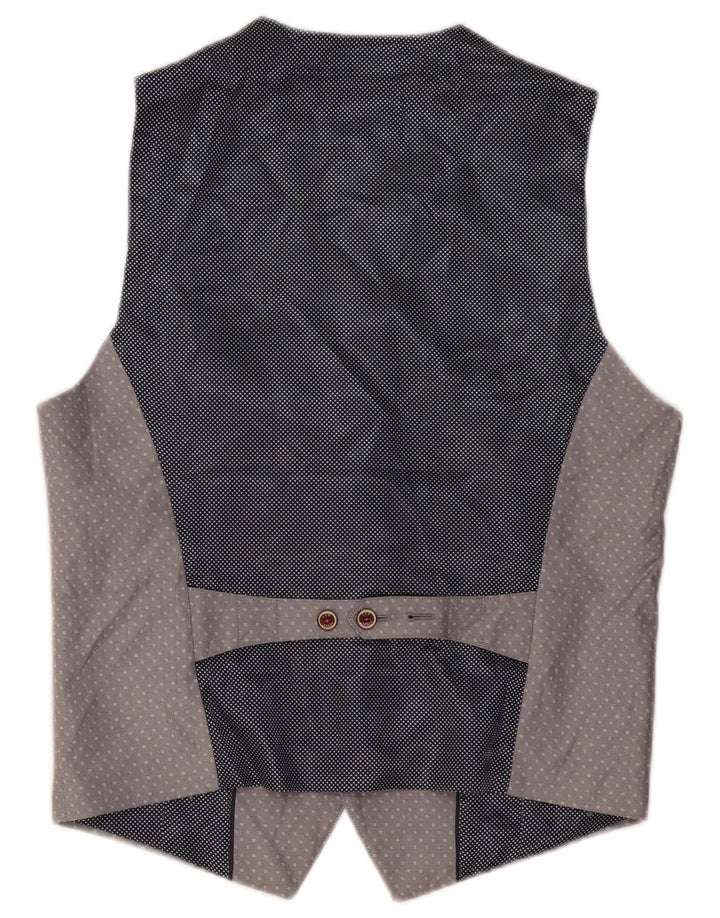 Ted Baker Mens Waistcoat Size 3 Medium Grey Spotted Cotton