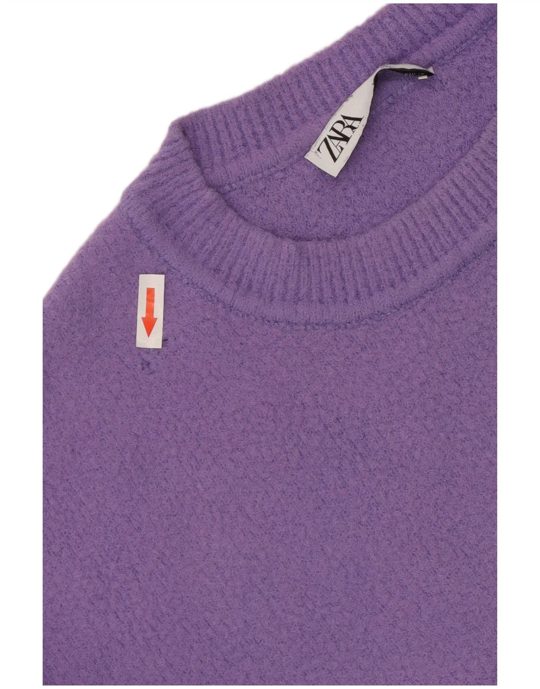 ZARA Womens Crop Oversized Crew Neck Jumper Sweater UK 10 Small Purple