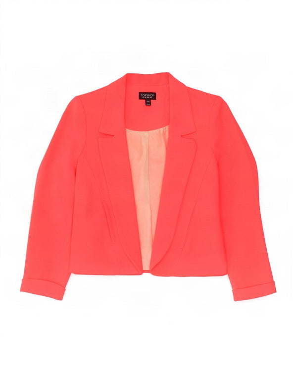 Topshop Womens Crop Open Blazer Jacket UK 6 XS Pink Polyester