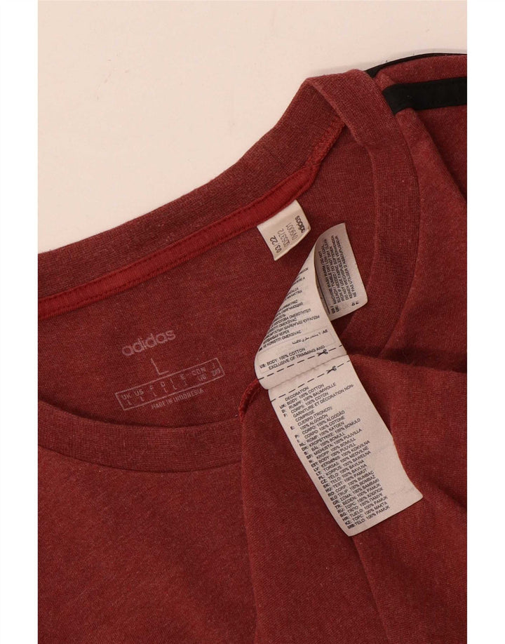 Adidas Mens T-Shirt Top Large Red Cotton