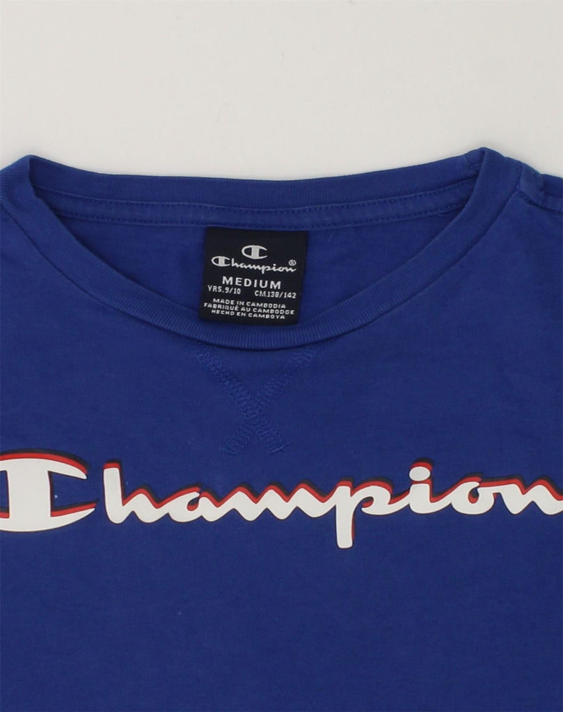 CHAMPION Boys Graphic T-Shirt Top 9-10 Years Medium  Blue Cotton | Vintage Champion | Thrift | Second-Hand Champion | Used Clothing | Messina Hembry 