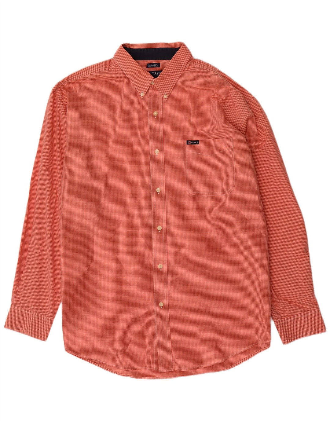 Chaps Mens Shirt XL Orange Gingham Cotton
