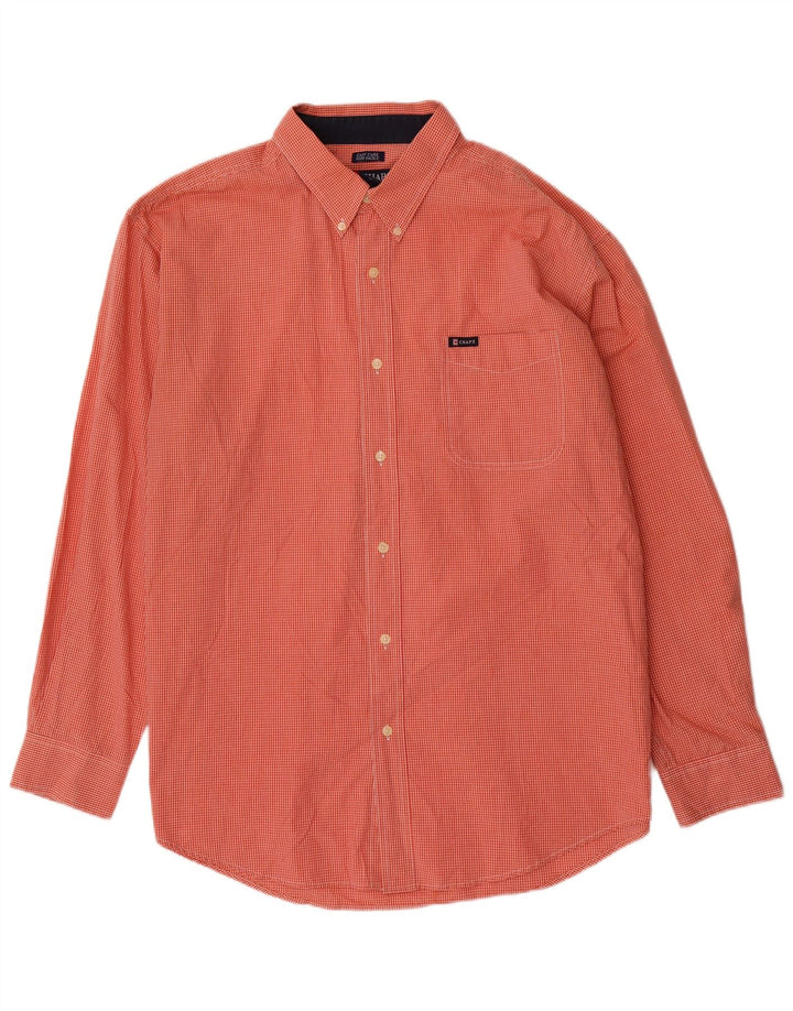 Chaps Mens Shirt XL Orange Gingham Cotton